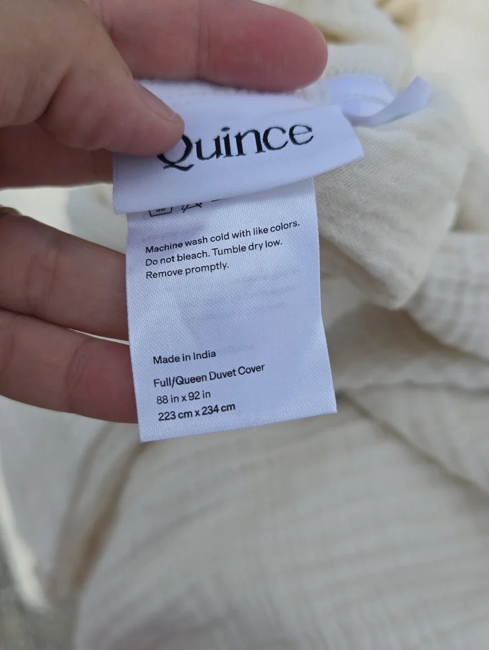 Quince FULL / QUEEN Organic Cotton Gauze Airy Duvet Cover Set & 2 Shams Undyed